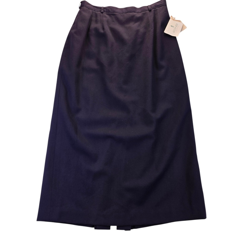 Vintage Austin Reed Navy Blue Worsted Wool Maxi Skirt Vintage Deadstock 16 NWT
